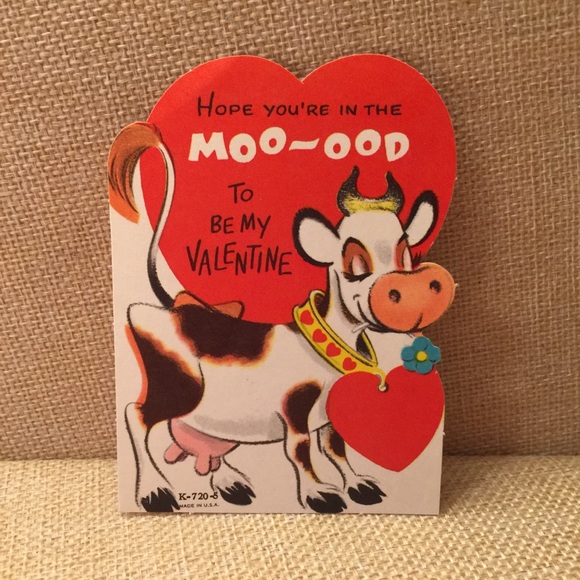 "Hope You In The Mooood" Vintage Valentine Card - Picture 1 of 2
